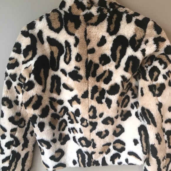 Express leopard print fur leather trim jacket NWT - Picture 5 of 12